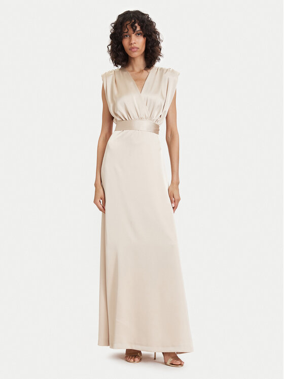 ACCESS FASHION Sukienka wieczorowa 63-3309-122 Kremowy Regular Fit