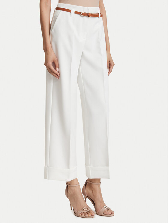 ACCESS FASHION Spodnie materiałowe 63-5021-135 Biały Regular Fit