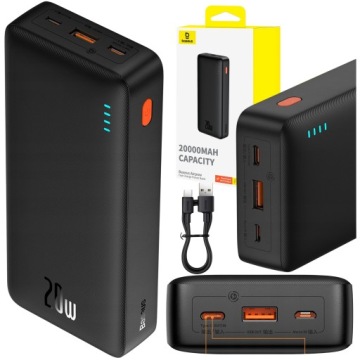 Baseus Qpow Pro+ 10000mAh 22.5W z wbudowanym kablem USB-C i wyświetlaczem - czarny