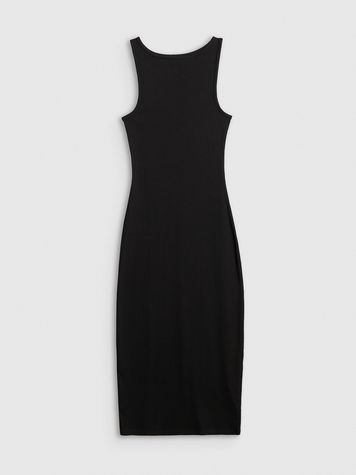 4F Sukienka z prążkowanej dzianiny damska - czarna XS