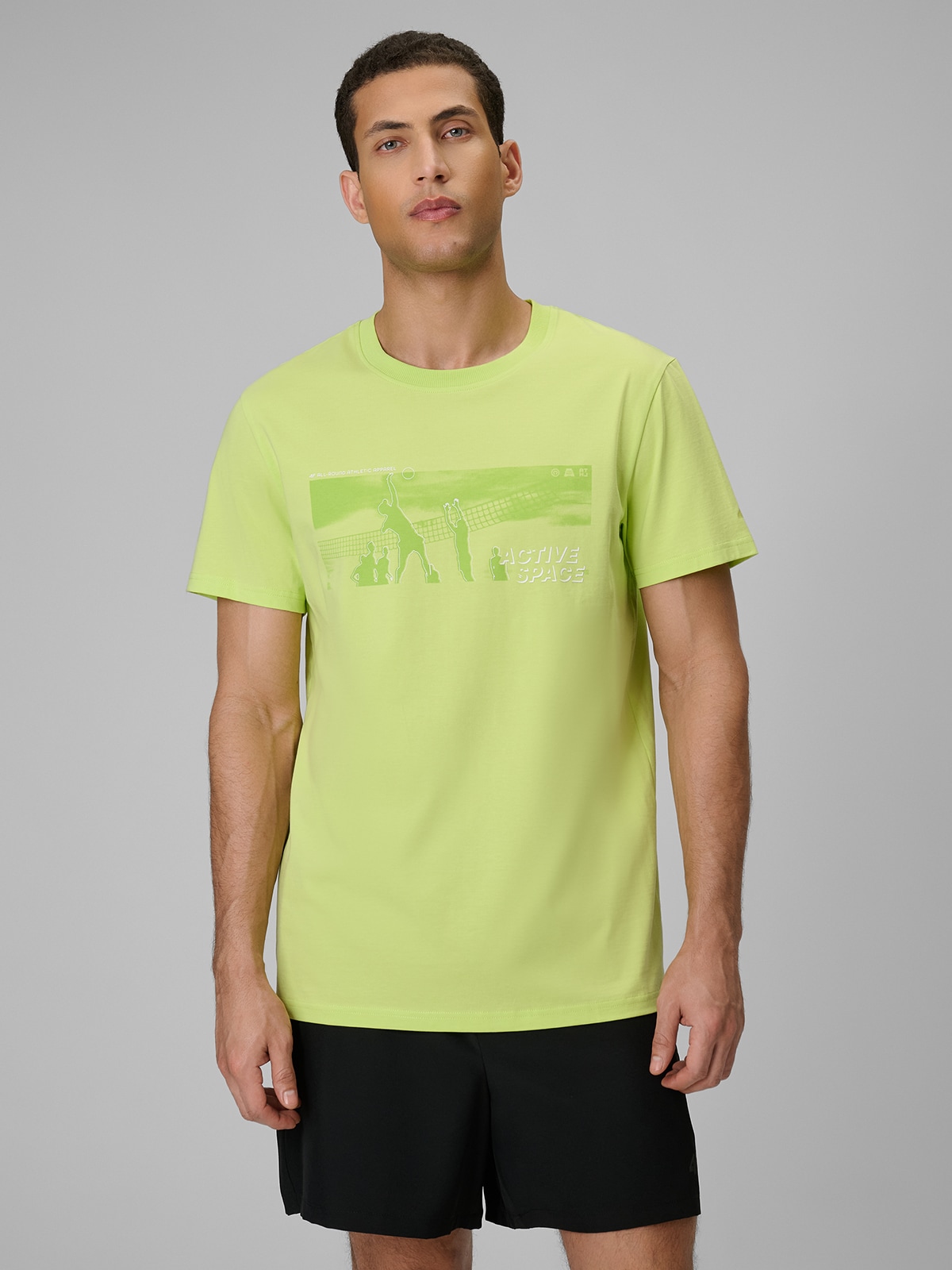 4F T-shirt reagular z nadrukiem męski - zielony XXL