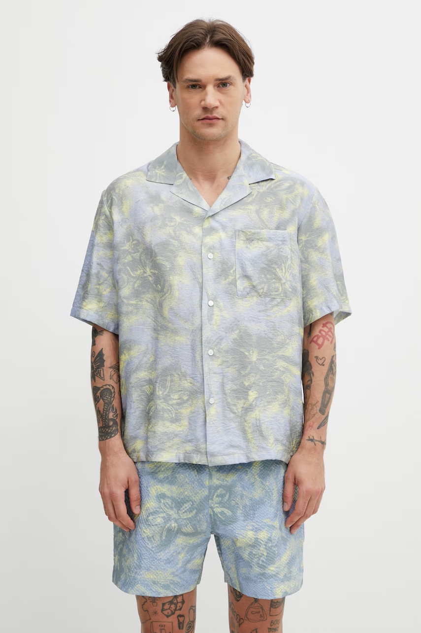 Maison Kitsuné Resort koszula męska z wiskozą