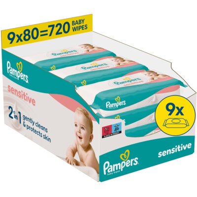 Chusteczki nawilżane PAMPERS Sensitive XXL 9x80 (720 szt.)