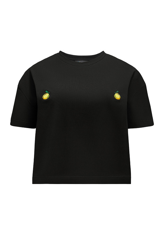 T-shirt Crop-Voila Czarny Cytryny