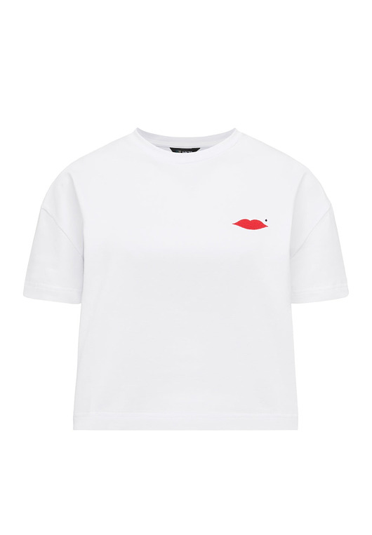 T-shirt Crop-Voila Biały Usta