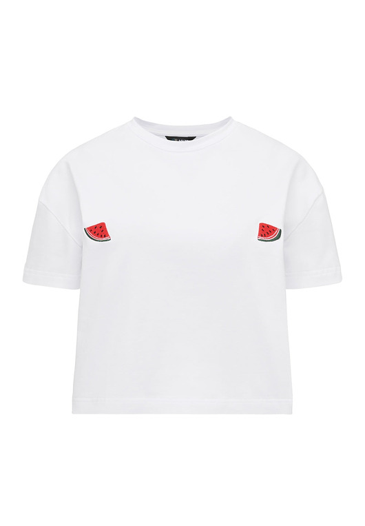 T-shirt Crop-Voila Biały Arbuzy