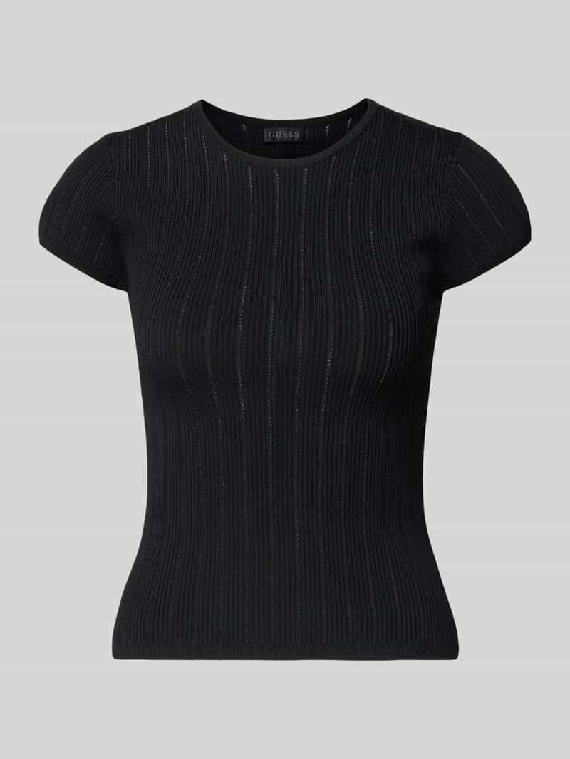 T-shirt w wzór pointelle z okrągłym dekoltem