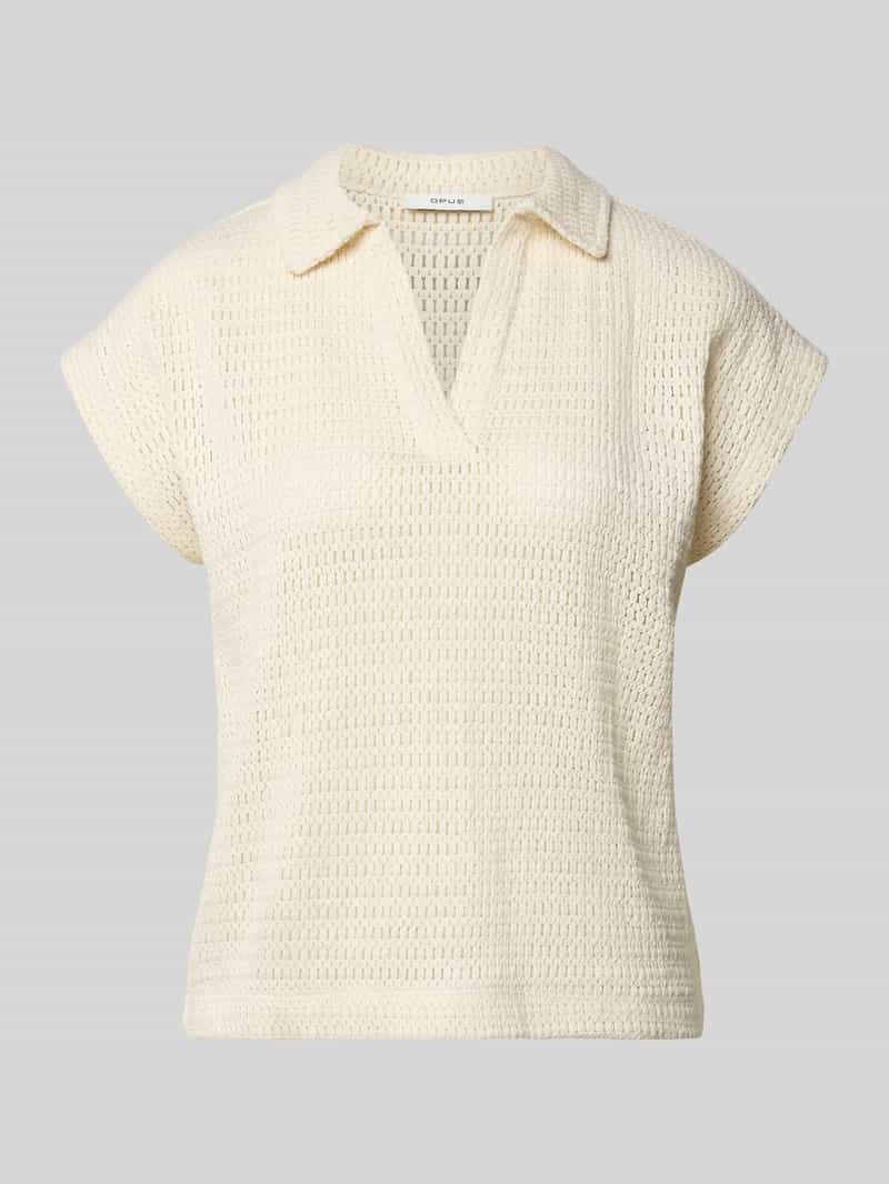 Koszulka z dzianiny z kołnierzykiem polo i dekoltem w serek model 'Somona'