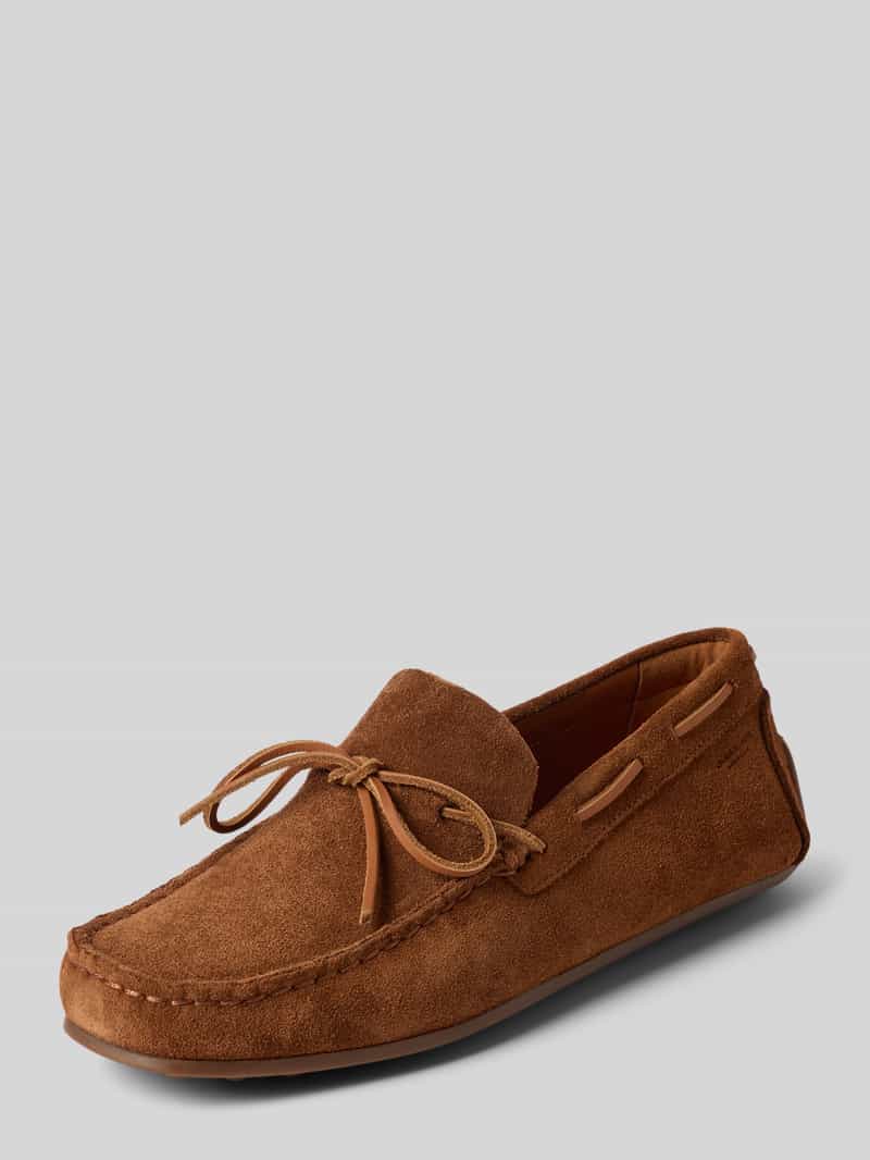 Loafersy z naturalnej skóry welurowej model 'LARISSA'