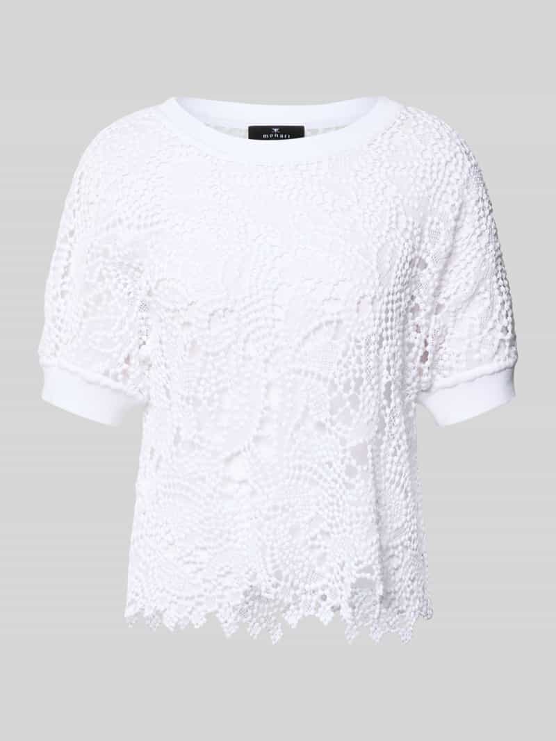 Koszulka dzianinowa z koronki z dekoltem w łódkę