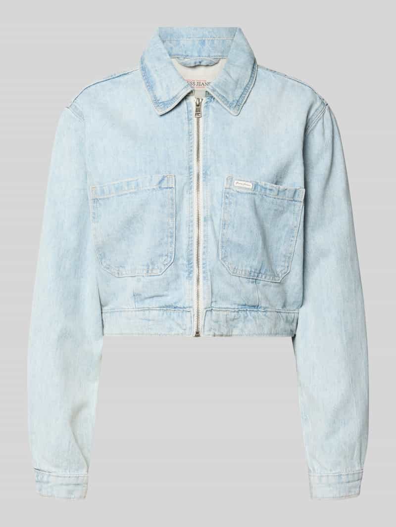 Kurtka jeansowa o krótkim kroju z zamkiem błyskawicznym