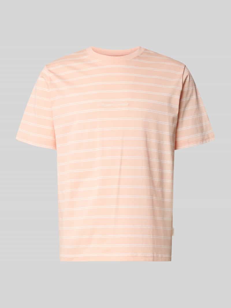 T-shirt w paski z naszywanym logo