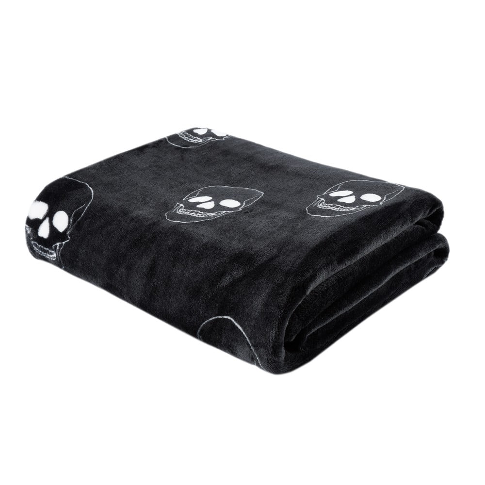 Ciemnoszary koc dziecięcy z mikropluszu 130x170 cm Skulls – Catherine Lansfield