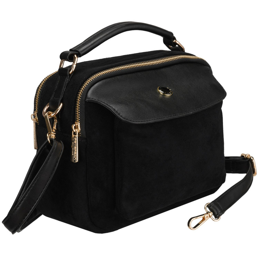 Czarna torebka damska mała listonoszka na suwak miejska saszetka crossbody - Peterson