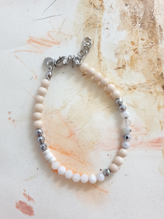 Bransoletka NEO kamień księżycowy, howlit, kamień rzeczny