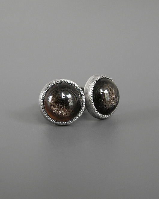 Kolczyki z obsydianem, srebro