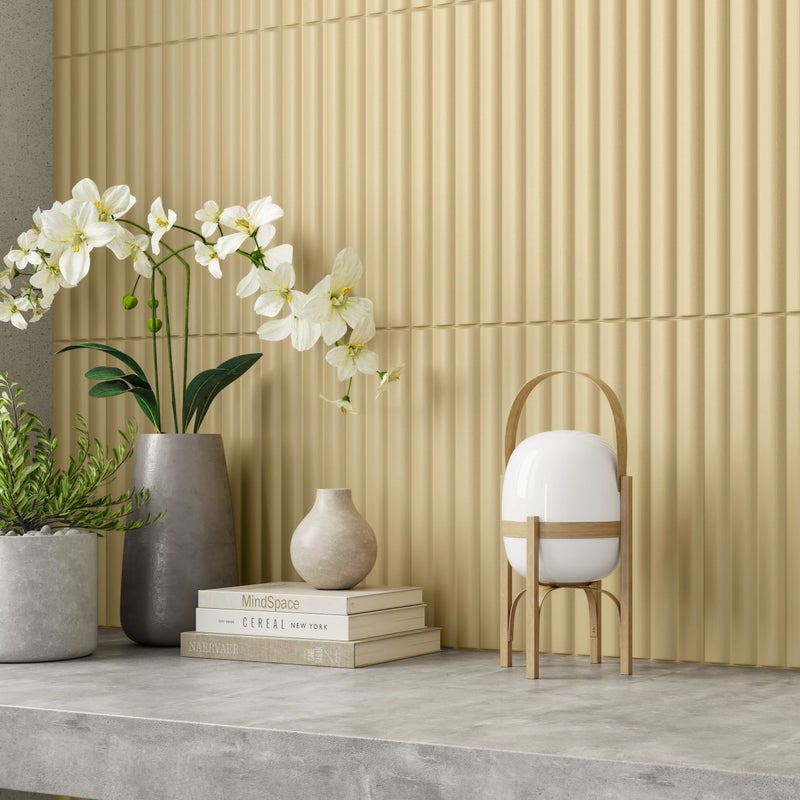 Matowa płytka ścienna z reliefem, zielona, Acanto 10x40 cm Reeded Khaki