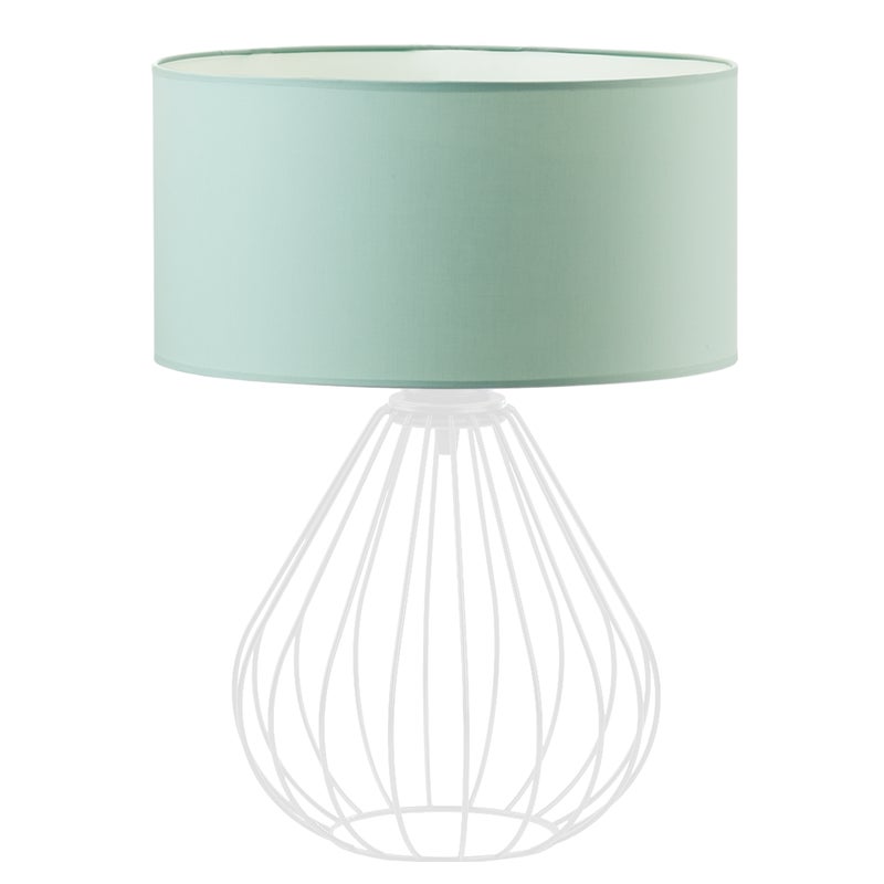 Lampka nocna na biurko lampa biurkowa druciana LED z abażurem walec 30 cm KONWALIA