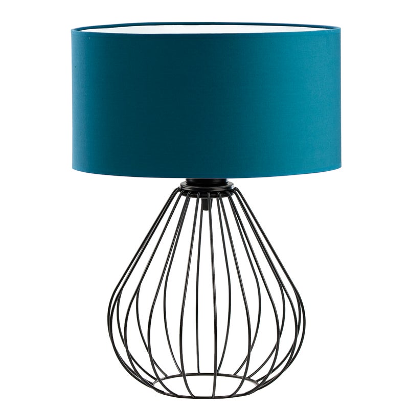 Lampka nocna na biurko lampa biurkowa druciana LED z abażurem walec 30 cm KONWALIA