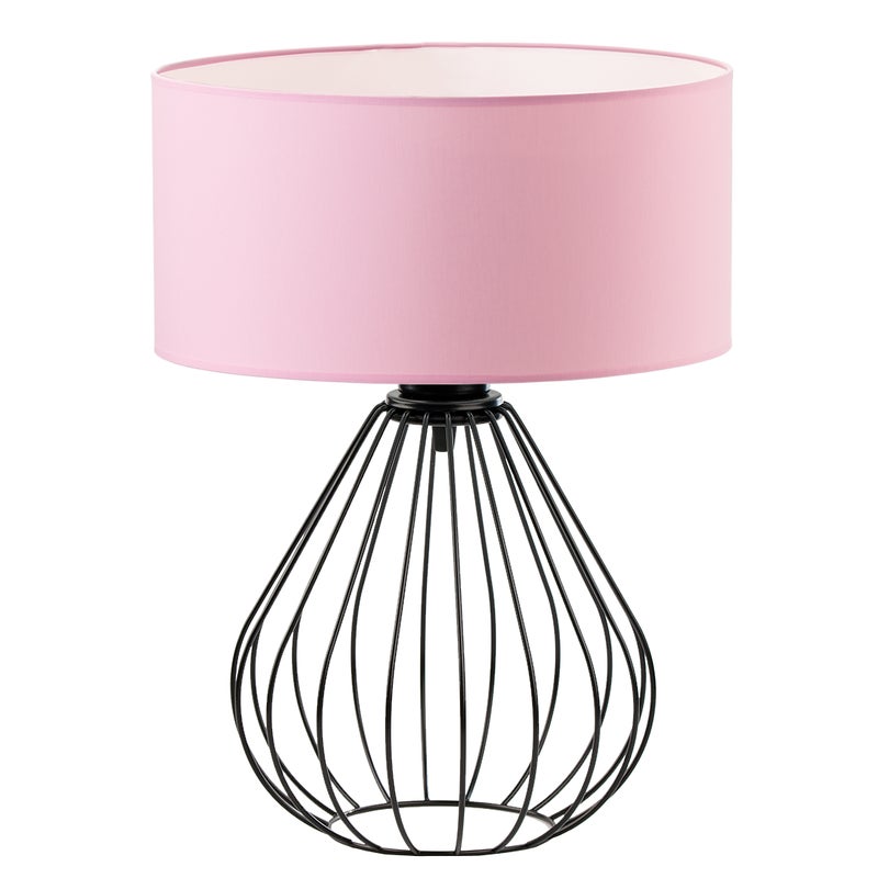 Lampka nocna na biurko lampa biurkowa druciana LED z abażurem walec 30 cm KONWALIA