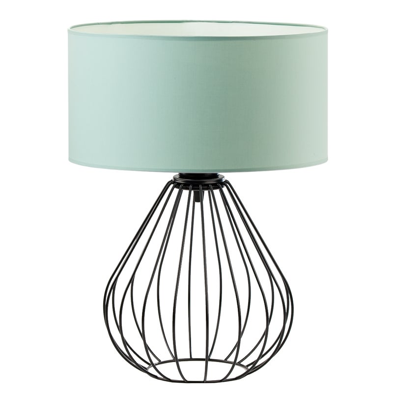 Lampka nocna na biurko lampa biurkowa druciana LED z abażurem walec 30 cm KONWALIA
