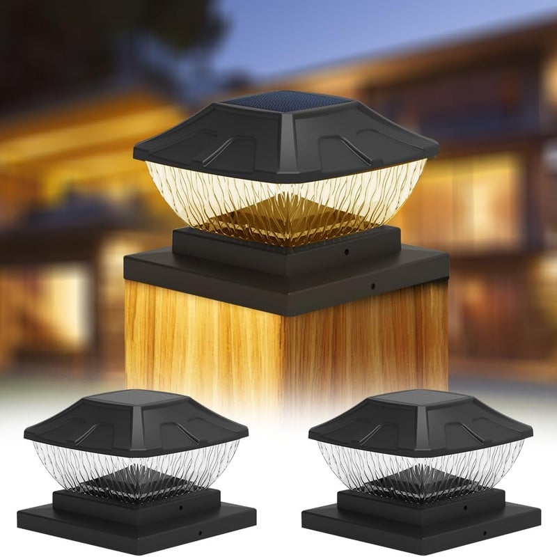 Zestaw 2 lamp solarnych zewnętrznych, 2 tryby, wodoodporne szklane diody LED, 10 x 10, 13 x 13, 15 x 15 cm