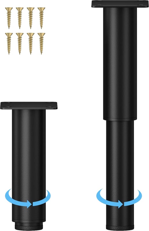 18 cm regulowane nóżki kuchenne, czarne, 2 sztuki, regulowane nóżki meblowe, regulowana wysokość od 0 do 150 mm, nóżki do szafek ze śrubami