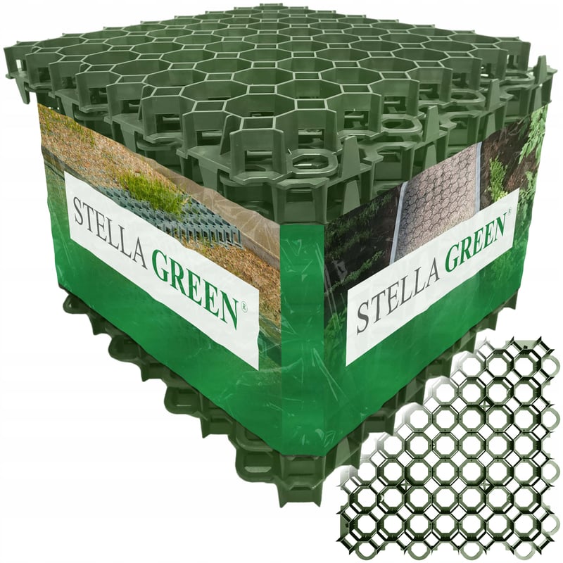 Kratka geokrata trawnikowa ogrodowa na skarpy parkingowa droga zielona 5 cm Stella Green