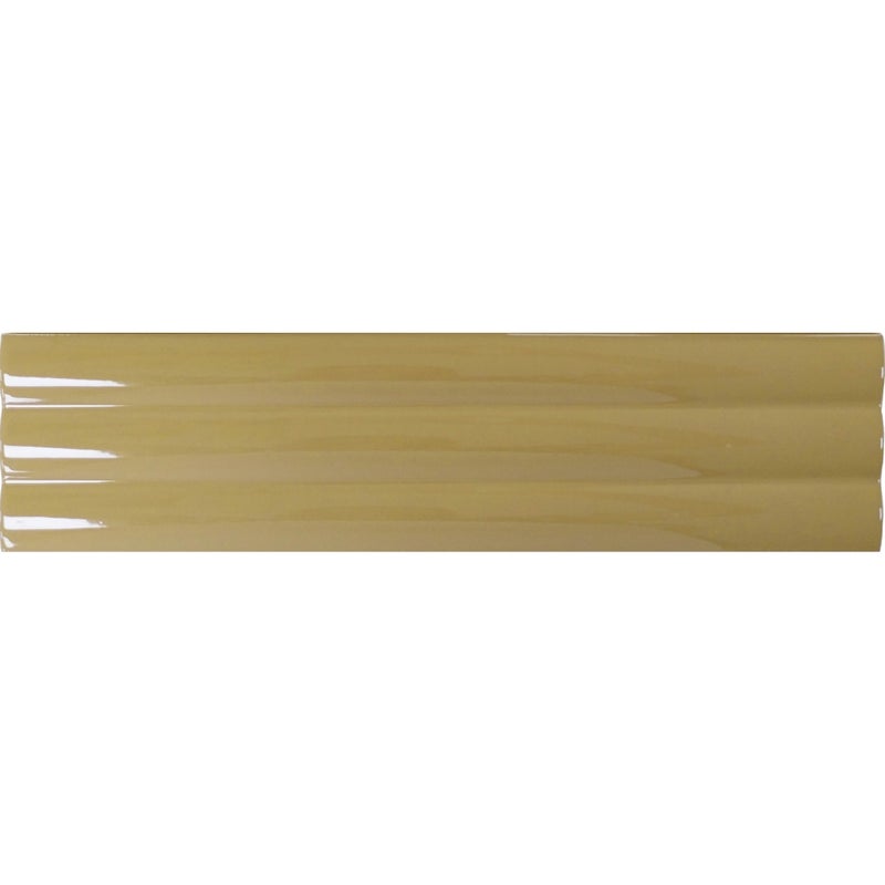Błyszcząca płytka ścienna z reliefem, zielona, **Acanto 10x40 cm Reeded Khaki**