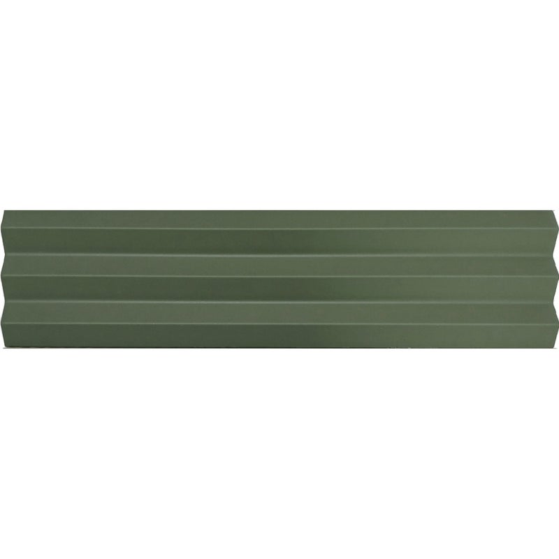 Matowa płytka ścienna z reliefem, zielona, **Acanto 10x40 cm V-Ribbed Olive**