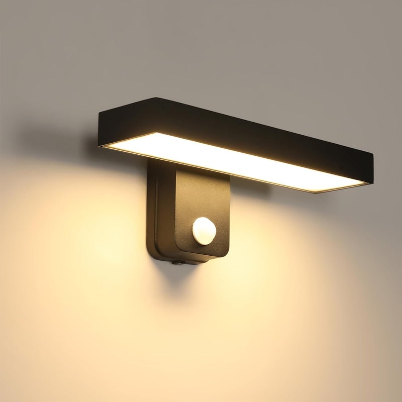 Zewnętrzna lampa ścienna LED IP65 z czujnikiem ruchu, 17 W, 3000 K, nowoczesna lampa ścienna z regulacją 350° i czujnikiem ruchu do ogrodu