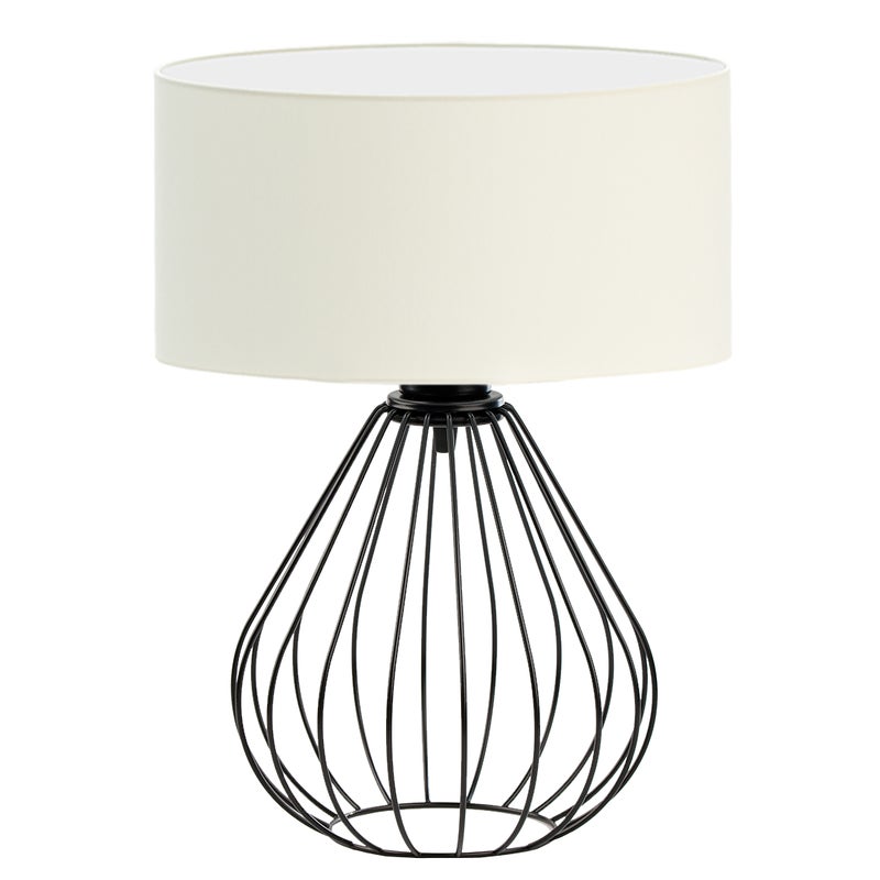 Lampka nocna na biurko lampa biurkowa druciana LED z abażurem walec 30 cm KONWALIA