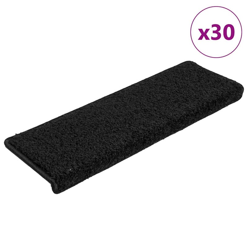 Maty na schody 30 szt. 65x21x4 cm, czarne, prostokątne krawędzie vidaXL