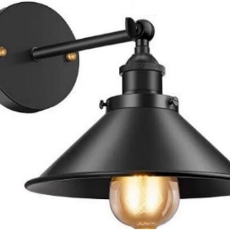 Kinkiet wewnętrzny w stylu retro industrialnym do sypialni i przedpokoju, cały czarny, 22 cm, ze źródłem światła ST64 220 V