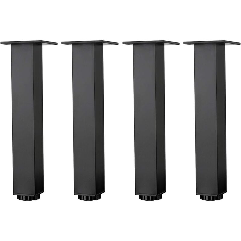 Nogi meblowe ze stopu aluminium o regulowanej wysokości, do stolika kawowego/sofy, czarne, 4 sztuki (25 cm/9,8 cala)