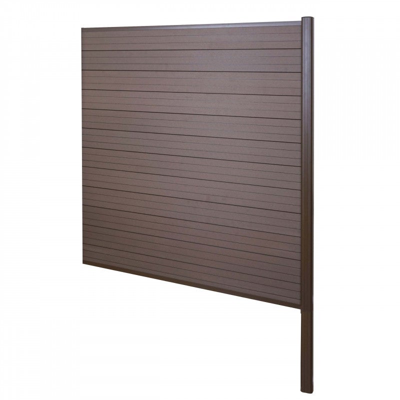 Parawan WPC Sarthe, ogrodzenie przeciwwiatrowe, słupek aluminiowy do zabetonowania ~ element przedłużający, 185 cm brązowy