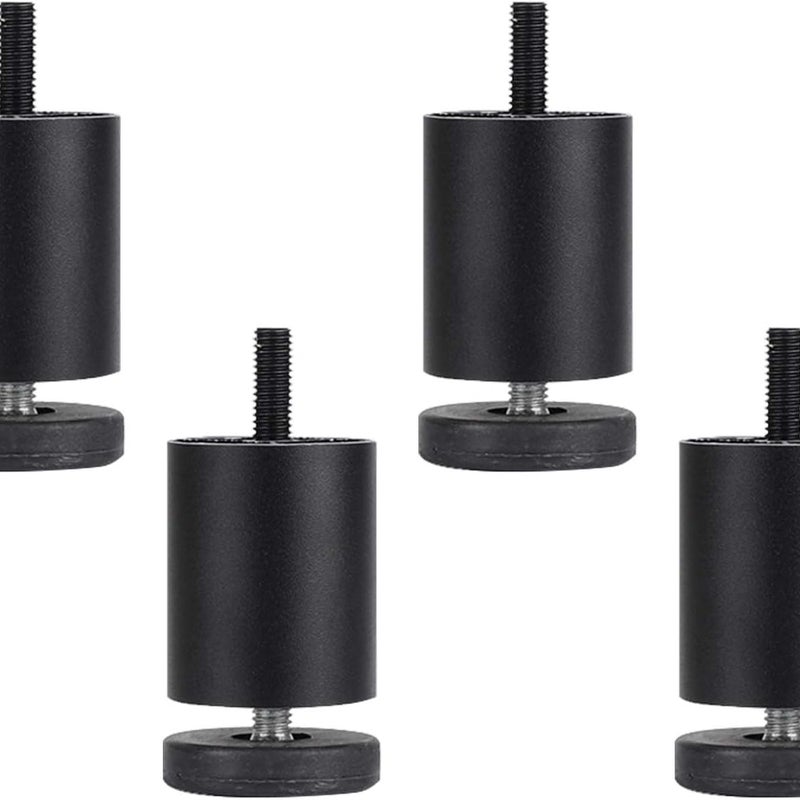 Regulowane aluminiowe nogi meblowe z prętem gwintowanym, metalowe nogi stołowe, nogi sof, matowa czerń, zestaw 4 szt. (6 cm/2,4 cala)
