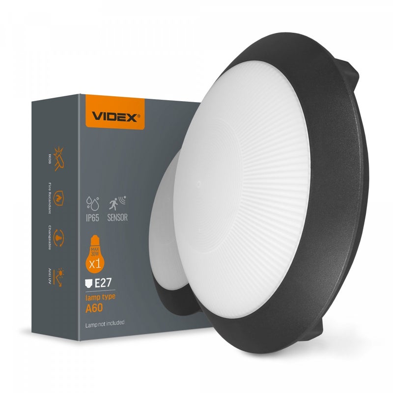 Kinkiet zewnętrzny czarno-biały 1xE27x20W tworzywo sztuczne wym:26,5x26,5x9cm IP65 Videx
