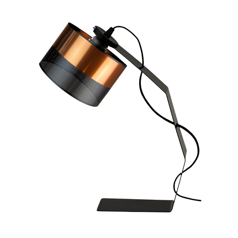 Lampka nocna na biurko lampa biurkowa LED z abażurem walec BLACHA