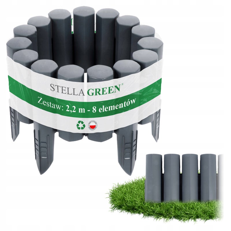 Palisada ogrodowa PLASTIKOWA PEŁNA obrzeże Border grafit WYSOKA 2,2 m Stella Green