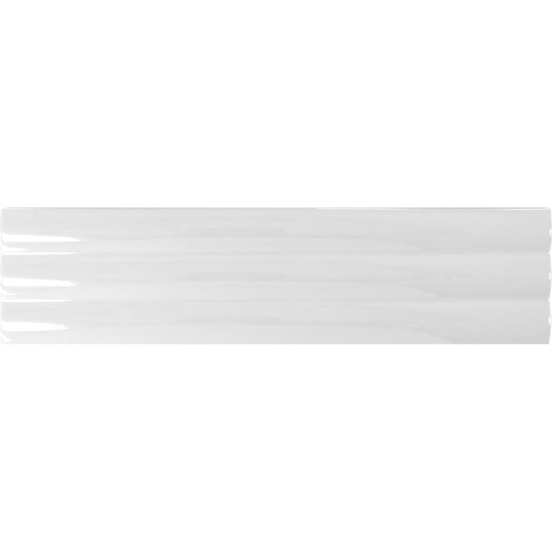 Błyszcząca płytka ścienna z reliefem, biała, **Acanto 10x40 cm Reeded White**