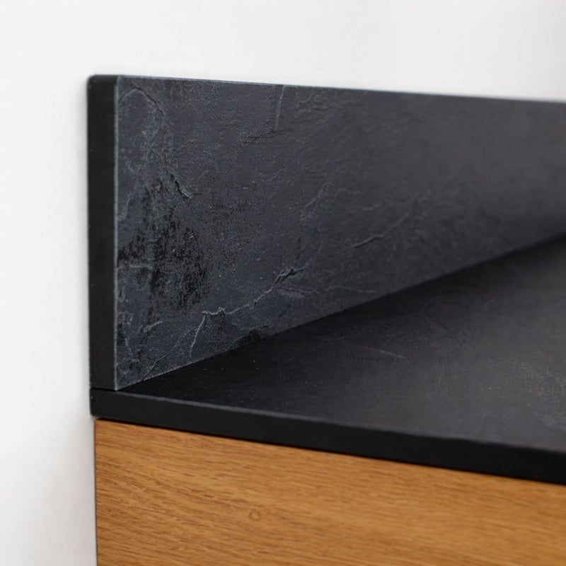 KOLM Blat łazienkowy HPL do szafki 50cm 51x49cm Black z panelem 18cm