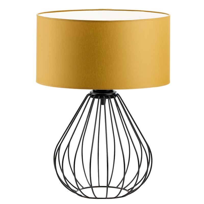 Lampka nocna na biurko lampa biurkowa druciana LED z abażurem walec 30 cm KONWALIA
