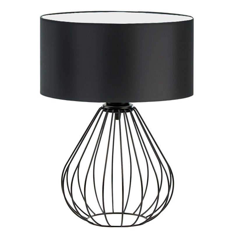 Lampka nocna na biurko lampa biurkowa druciana LED z abażurem walec 30 cm KONWALIA