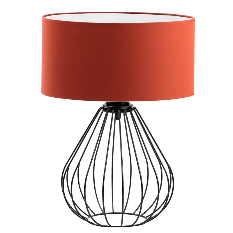 Lampka nocna na biurko lampa biurkowa druciana LED z abażurem walec 30 cm KONWALIA