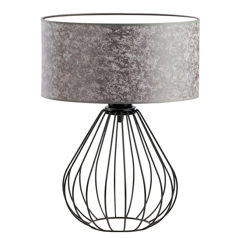 Lampka nocna na biurko lampa biurkowa druciana LED z abażurem walec 30 cm KONWALIA