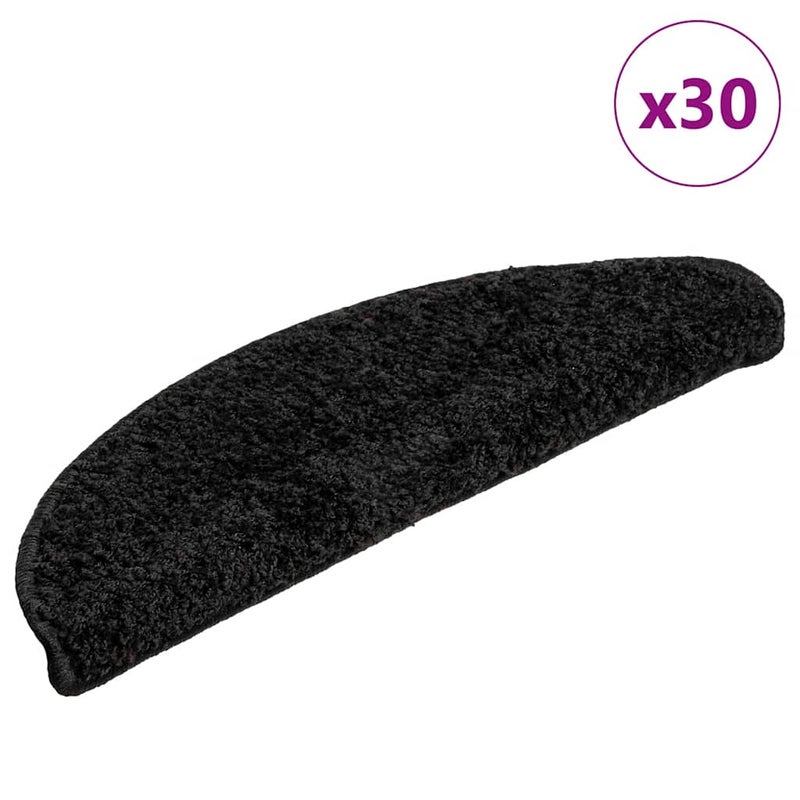 Maty na schody 30 szt. 56x17x3 cm Czarne półokrągłe vidaXL