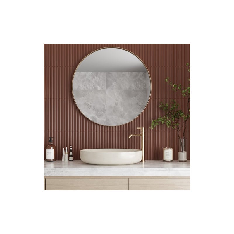 Błyszcząca płytka ścienna z reliefem, czerwona, Acanto 10x40 cm Reeded Ginger