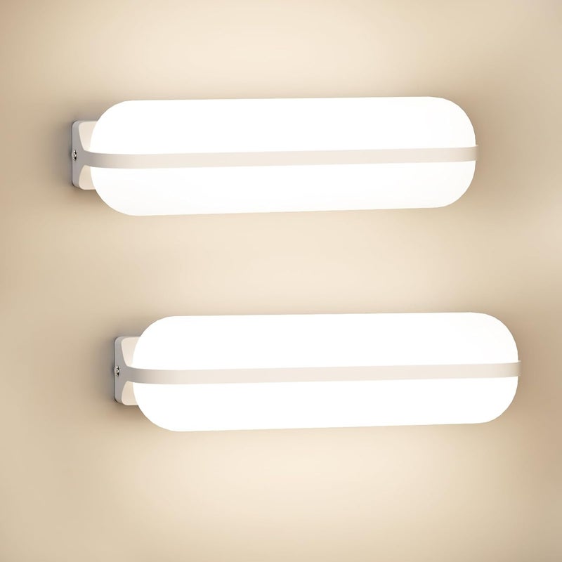 Biała lampa ścienna LED do wnętrz – zestaw 2 sztuk, lampa ścienna zewnętrzna 20 W, 2000 lm, lampa świetlna 4000 K, oświetlenie wewnętrzne IP65