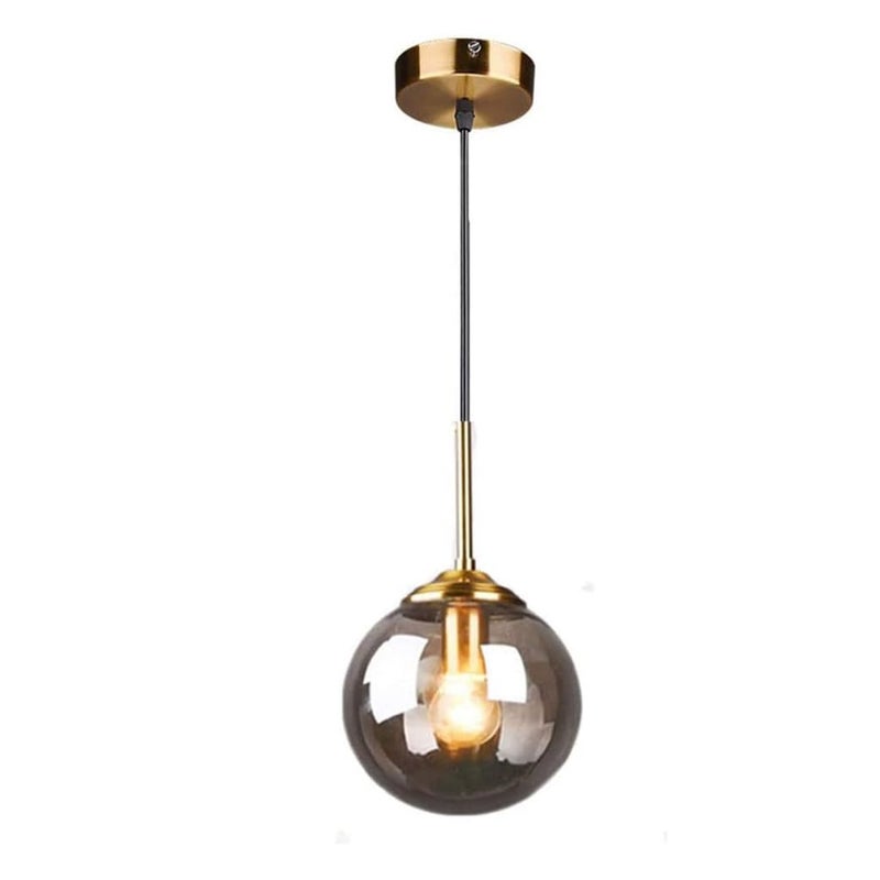 Żyrandol w kształcie szklanej kuli w stylu retro industrialnym, metalowy żyrandol z kulistym kloszem, lampa wisząca, lampa sufitowa z jedną głowicą